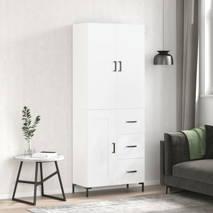 Dulap &icirc;nalt, alb, 69,5x34x180 cm, lemn compozit
