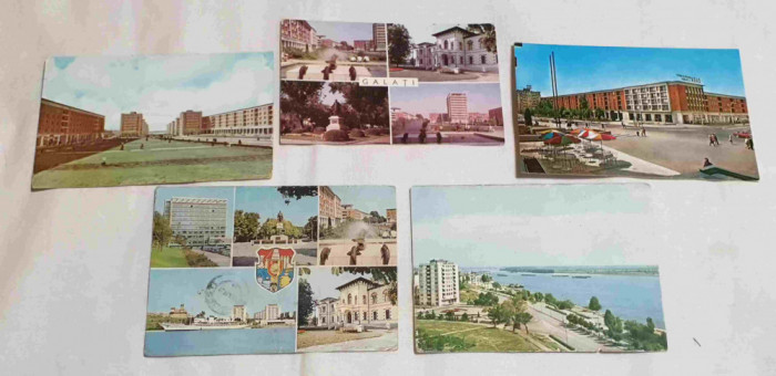 GALATI carte Postala veche - Lot x 5 bucati vederi perioada socialista anii 1970