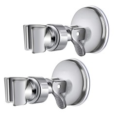 Set 2 suporturi de dus, PVC/ABS, Portabil, Rotatie de 360&deg;, Argintiu