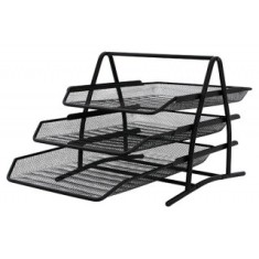 Set 3 Tavite Metalice Mesh, Suprapozabile, Q-connect - Negru foto