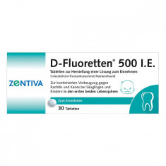 Supliment Alimentar, Zentiva, Fluoretten, Fluor 0.25mg si Vitamina D3 500 UI, 30 tablete