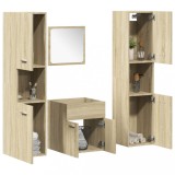 Gossi set mobilier de baie, 4 piese, stejar sonoma, lemn prelucrat