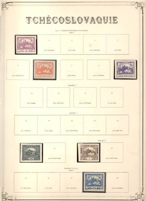 CEHOSLOVACIA.1918-1992 COLECTIE CRONOLOGICA nestampilata in 3 (trei) clasoare