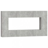 Set dulap TV, 8 piese, gri beton, lemn prelucrat