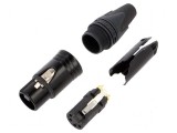 Conector XLR mufă mamă PIN 4 drept pe cablu lipire 10A 16AWG, Neutrik