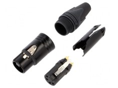 Conector XLR mufă mamă PIN 4 drept pe cablu lipire 10A 16AWG