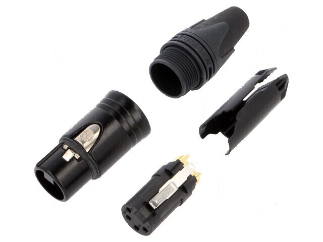 Conector XLR mufă mamă PIN 4 drept pe cablu lipire 10A 16AWG