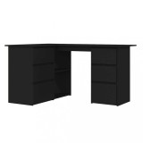 Birou de colt, negru, 145x100x76 cm, lemn prelucrat, DKD Home Decor