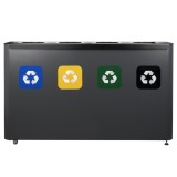Cos de gunoi pentru colectare selectiva 4x60l, hartie, plastic, sticla, deseuri mixte, gri antracit, PowerX