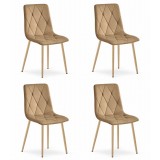 Set 4 scaune bucatarie/living, Artool, Libra, catifea, metal, maro, 45x54x86.5 cm