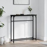 Masă consolă, negru, 75x19,5x75 cm, lemn prelucrat