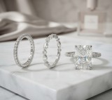 Cumpara ieftin SET INELE ARGINT 925 WEDDING STACK CU CRISTAL RADIANT SI VERIGHETE HALO