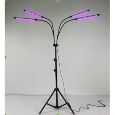 Lampa UV pentru cresterea plantelor Flippy, cu picior ajustabil pana la 2m, 4 capete, 30W, 108 LED-uri, lumina uv mov foto