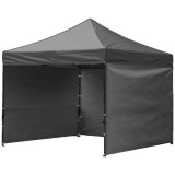 Cort tip pavilion cu 3 pereti laterali, structura solida otel si acoperis impermeabil PVC, 3x3 m cu inaltime reglabila, gri Household NewTrend