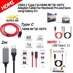 USB 3.1 Type C 2m HDMI 4k x 2k HDTV Cablu adaptor Galaxy S9 S9 Plus USB-C foto