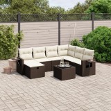 VidaXL Set canapele de grădină cu perne, 8 piese, maro, poliratan