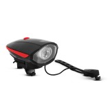 Far Bicicleta LED 400 Lumeni cu Claxon Electric 120dB, USB Reincarcabil, IP55, Negru, Compatibil Bicicleta/Trotineta