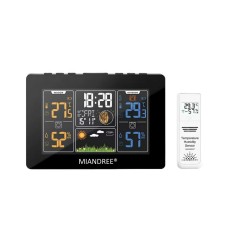 Statie Meteo Multifunctionala cu Senzor Extern, MIANDREE&reg;, Prognoza Meteo, Temperatura si Umiditate,