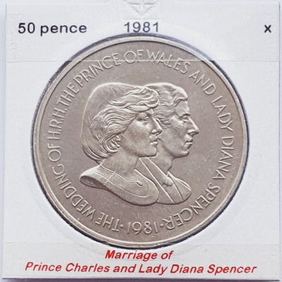 2884 Falkland 50 pence 1981 Elizabeth II (Royal Wedding) km 16 foto