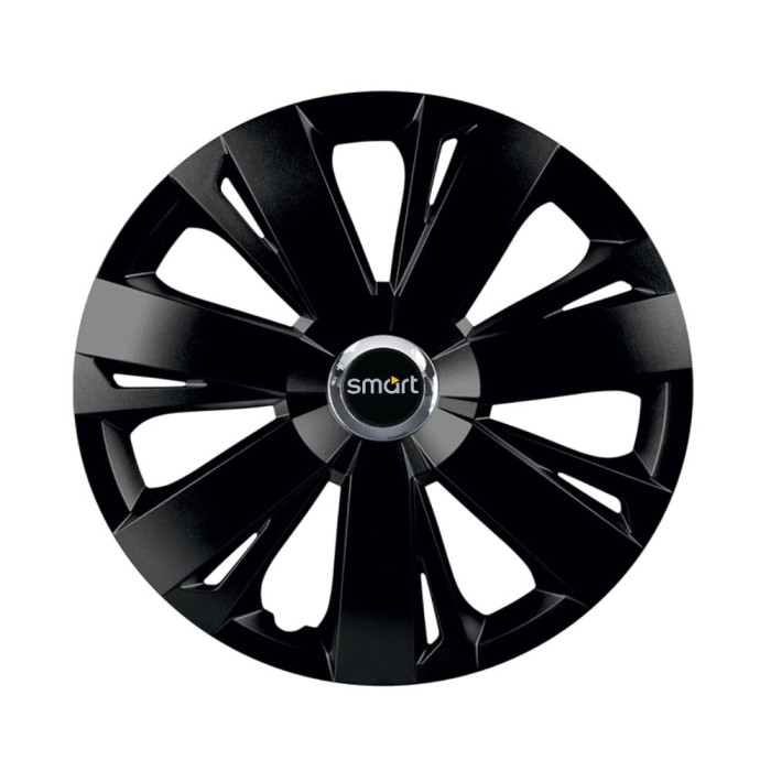 Set 4 capace roti Negre Cu Inel Cromat Energy R16 pentru gama auto Smart