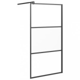 Cabina Dus Walk-in Neagra 100x195cm Sticla ESG Mata, Cadru Aluminiu, Bara Sustinere Reglabila 70-120cm, Usor Curatat