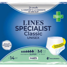 Scutece pentru adulti tip chilot Lines Specialist Classic Super, 7 picaturi, marimea M, 14 bucati, unisex