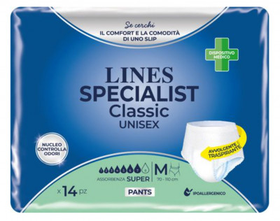 Scutece pentru adulti tip chilot Lines Specialist Classic Super, 7 picaturi, marimea M, 14 bucati, unisex foto