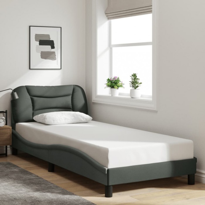 vidaXL Cadru de pat fără saltea, gri &icirc;nchis, 80x200 cm, textil