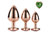 Set 3 Dopuri Brilliant Anal Plug, Rose Gold, Piatra Verde, Passion Labs