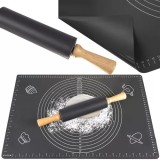 Set Covoras Silicon Antiaderent 70x50 cm si Sucitor , Negru, pentru Framantat Aluat