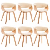 Cumpara ieftin Scaune sufragerie 6 buc. lemn curbat crem si piele artificiala