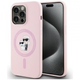 Husa MagSafe pentru Apple iPhone 14 Pro, Karl Lagerfeld, Silicone Karl &amp; Choupette, Roz
