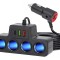Multiplicator bricheta auto, 4 iesiri, 120 W, 2 x USB, 1 x tip C, 12V -24V, ABS, negru