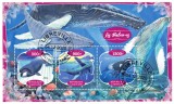 Timbre Gabon 2020, Fauna, Balene, Set Complet Colita + Bloc, Straine Dupa 1950
