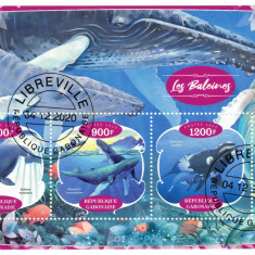 GABON 2020 - Fauna, Balene / set complet colita + bloc