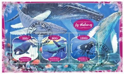 GABON 2020 - Fauna, Balene / set complet colita + bloc foto