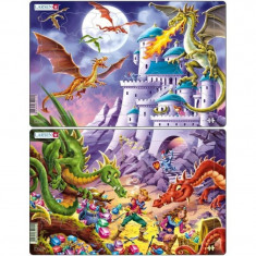 Set 2 Puzzle-uri Dragoni Larsen, 28 piese foto