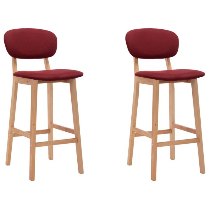 Scaune de bar, 2 buc., rosu vin, material textil