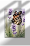 Poster pe p&acirc;nză cu lavandă, fără ramă - Imprimare digitală pe p&acirc;nză mată - Fluture pe o floare de lavandă | A3 (29.7 x 42 cm)