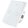 Intrerupator inteligent cu touch, Wi-Fi, fara Nul, Control vocal, Smart Life Tuya APP, 2 Canale, Alb,