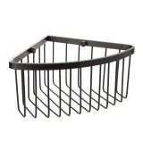 Etajera baie din aluminiu Tatay S6603100, montaj pe colt, finisaj negru, 20 x 20 x 11.5 cm
