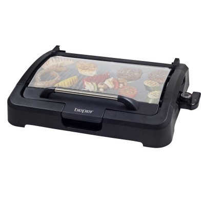 Gratar electric Beper, 2000 W, plita 39 x 29 cm, termostat, capac sticla foto