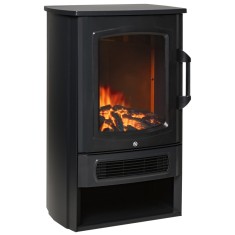 HOMCOM Semineu Electronic siguranta lumina LED efect flama reglabil 1000W/2000W negru foto
