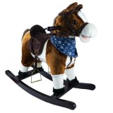 Calut Balansoar, lemn + plus, Maro + Alb, 65x26x62 cm