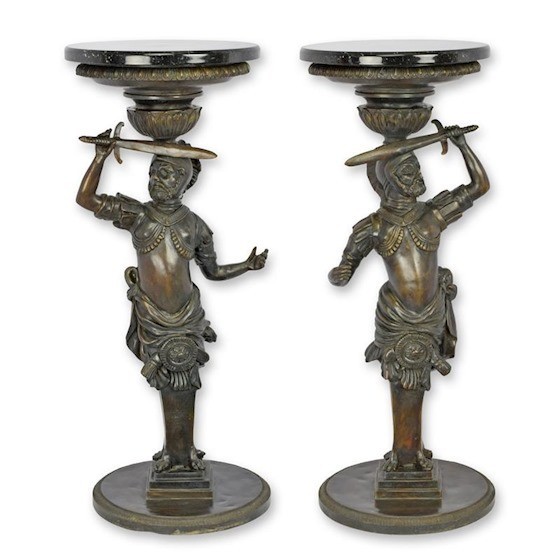 Set doua gheridoane din bronz cu blat marmura TBF-33