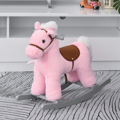 HOMCOM balansoar forma de ponei, 65x26x55 cm, roz foto