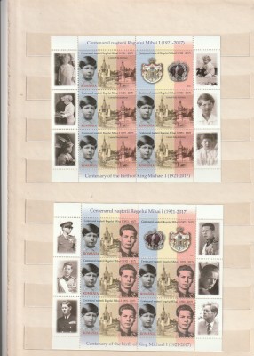 ROMANIA 2021 LP 2343 CENTENARUL NASTERII REGELUI MIHAI I 2 MINICOLI MNH NESTAMPILATE foto