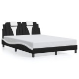 Cumpara ieftin Cadru de pat, Viana, fara saltea, negru/alb, 140x200 cm, piele ecologica