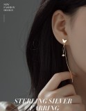 Cumpara ieftin Cercei Lungi din Argint 925 Placati cu rodiu alb , zGolden Butterfly Wave, , Cu Fluture E i Fire Fluide Asimetrice