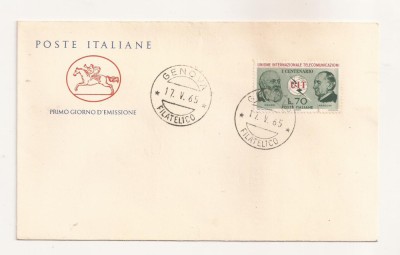 P7 FDC ITALIA- Centenario UIT - First day of Issue, necirc. 1965 foto